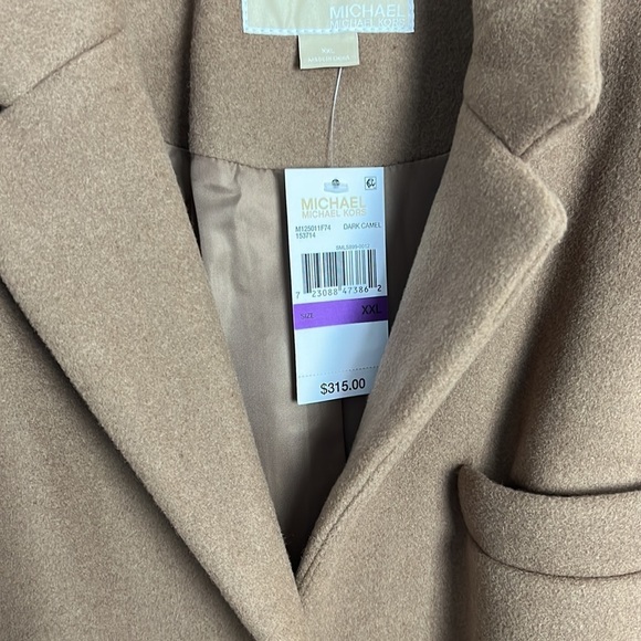 🎉HP🎉 Michael Kors Dark Camel Single-Breasted Wool Walker Coat Size XXL NWT - Picture 5 of 8